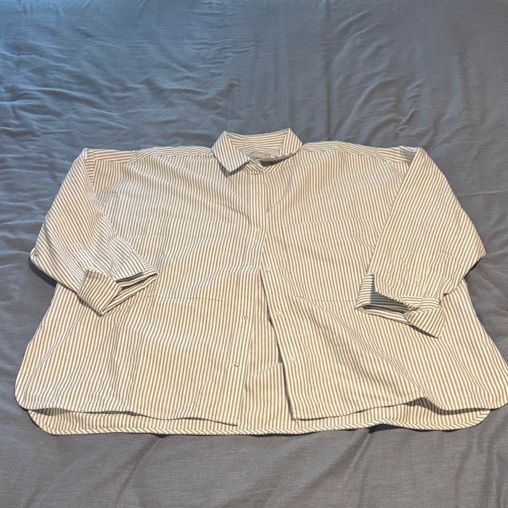 Everlane Navy and White Striped Shirt